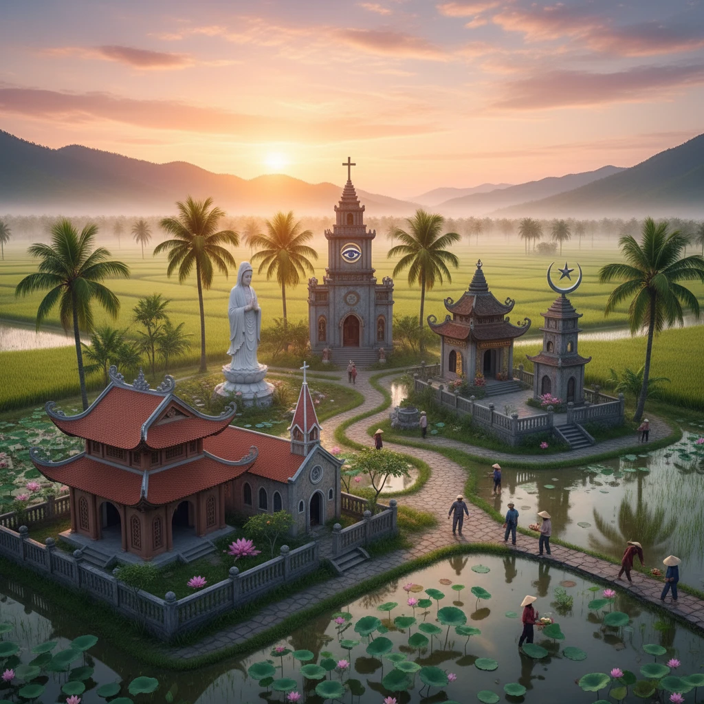 Ảnh biểu tượng tôn giáo đa dạng tại Việt Nam