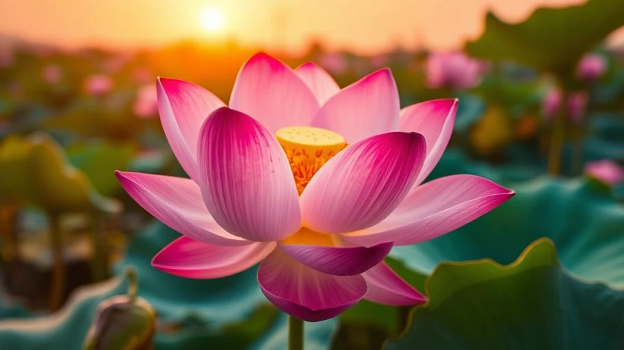 ảnh hoa sen nở rộ, biểu tượng hy vọng và sự thay đổi