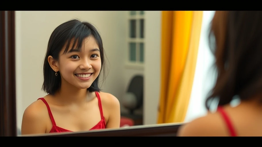Ảnh người Việt tự tin ngắm mình trong gương.