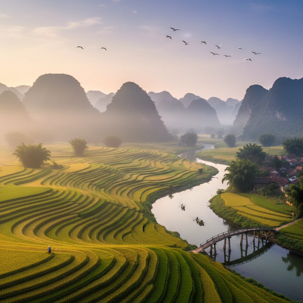 Ảnh phong cảnh yên bình với niềm tin trong văn học và nghệ thuật.