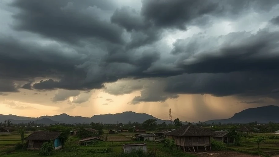 Bầu trời giông bão trên ngôi làng Việt Nam