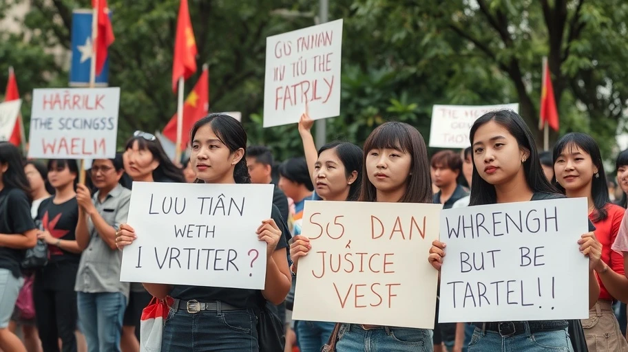 Biểu tình ôn hòa cho công bằng xã hội ở Việt Nam.