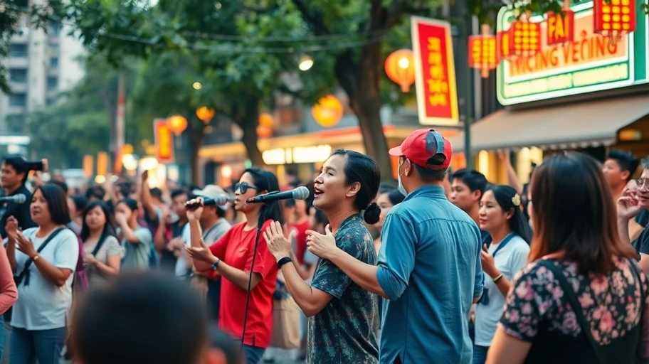 Buổi biểu diễn đường phố với âm nhạc động lực tại Việt Nam