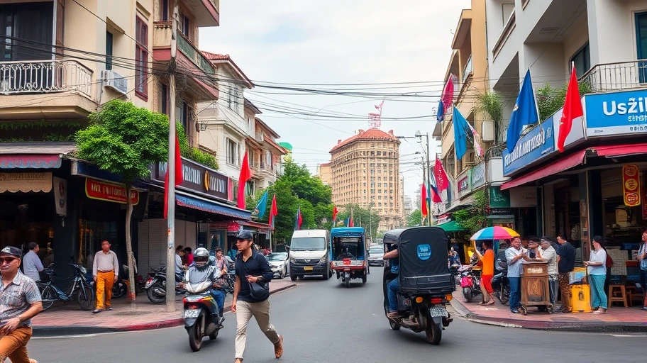 Cảnh đường phố Việt Nam đông đúc, minh họa cho sự phức tạp của tình huống.