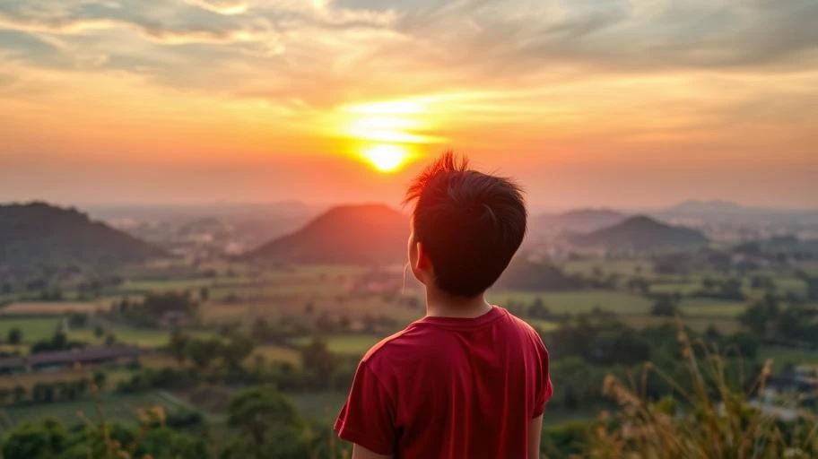 Cảnh hoàng hôn tượng trưng cho niềm tin và khát khao.