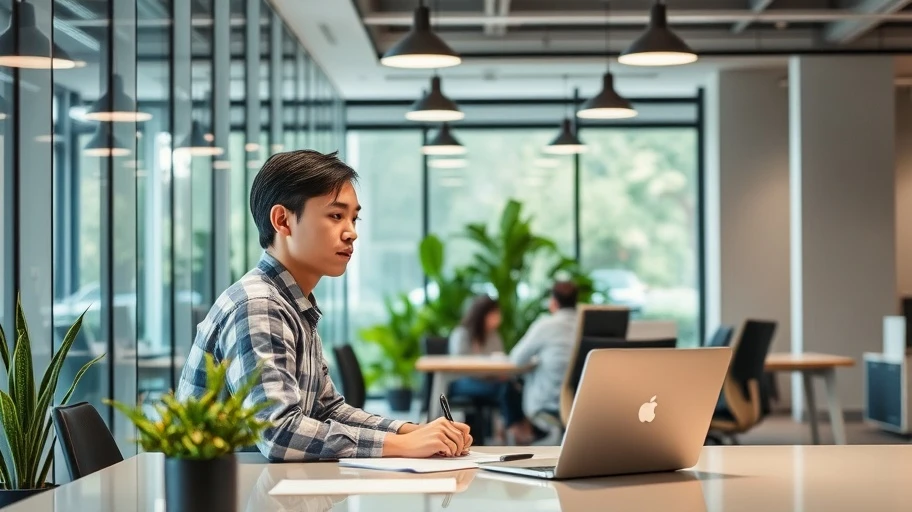 Chuyên gia trẻ làm việc tại văn phòng hiện đại