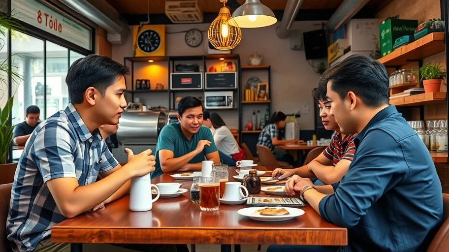 Doanh nhân trẻ Việt Nam gặp gỡ tại quán cà phê