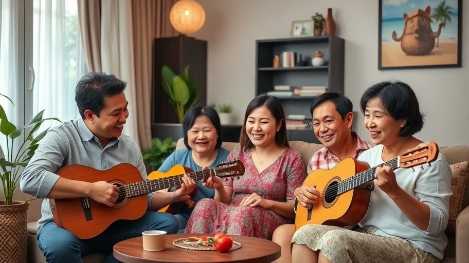Gia đình nhiều thế hệ nghe nhạc động lực tại Việt Nam
