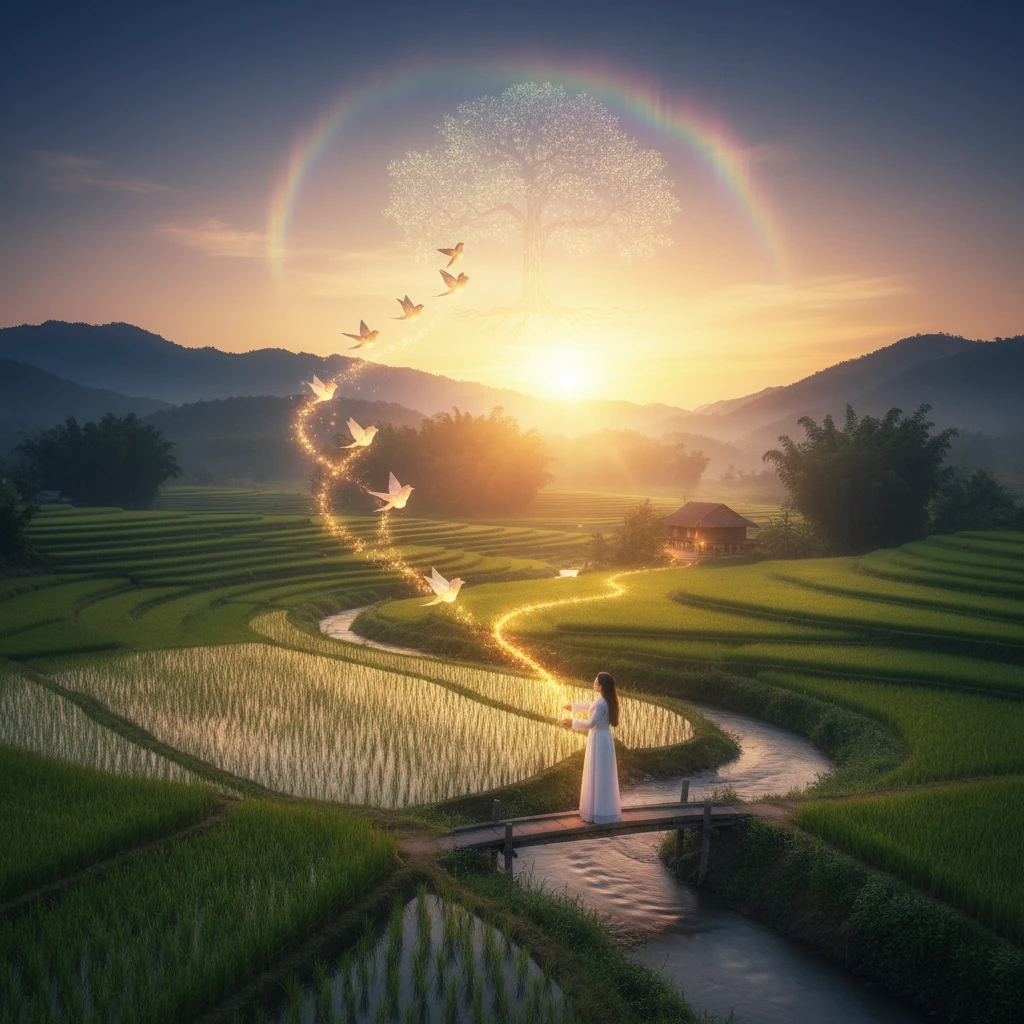 Hình ảnh bình minh yên tĩnh ở Việt Nam thể hiện sức mạnh của ước mơ và hành động.