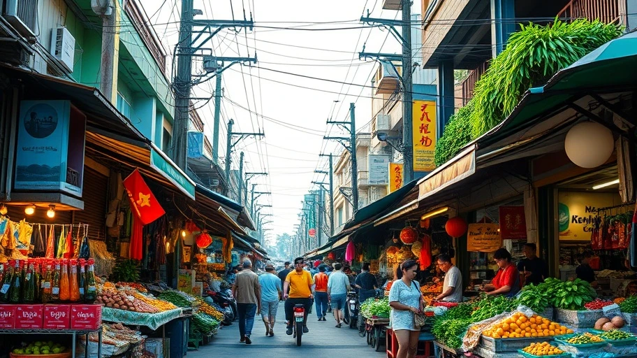 Hình ảnh chợ đầy màu sắc ở Việt Nam