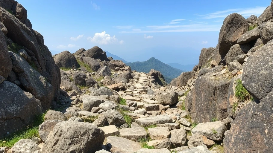 Hình ảnh con đường núi đá, vượt qua thử thách.