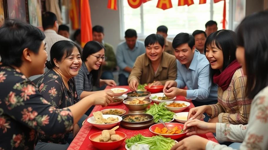 Hình ảnh cộng đồng Việt Nam cùng nhau chia sẻ niềm vui