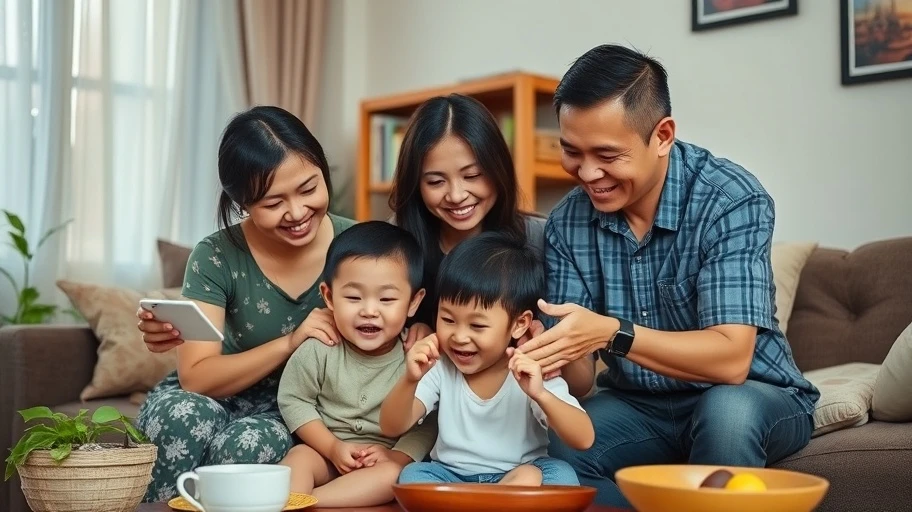 Hình ảnh gia đình hỗ trợ tinh thần cho trẻ