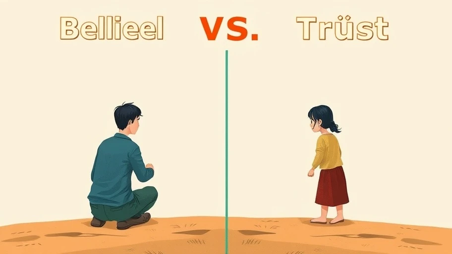 Hình ảnh minh họa sự khác biệt giữa 'belief' và 'trust'.