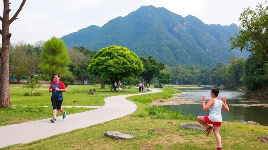 Hình ảnh mọi người tập thể dục, thói quen tích cực giúp sức khỏe thể chất và tâm lý.