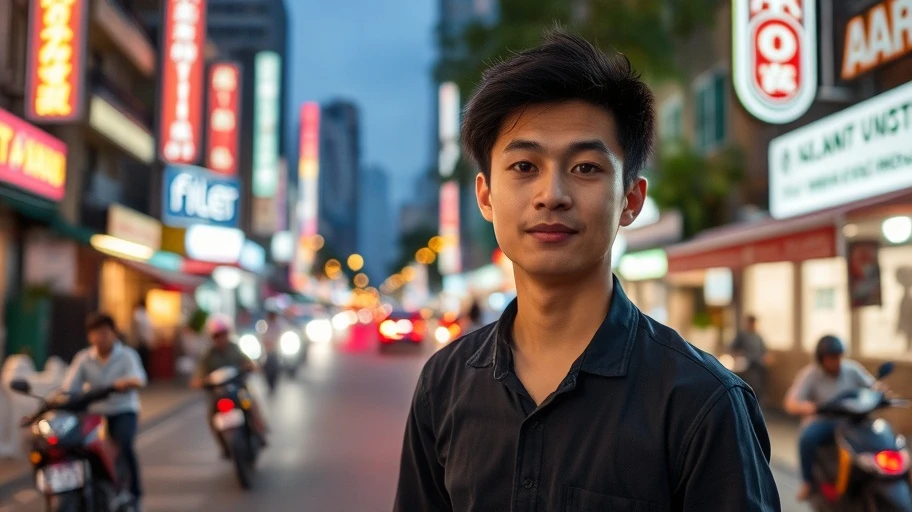 Hình ảnh người làm việc chăm chỉ tại thành phố Việt Nam, biểu tượng cho nỗ lực khác biệt