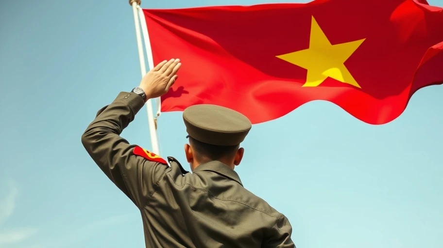 Hình ảnh người lính Việt Nam chào cờ