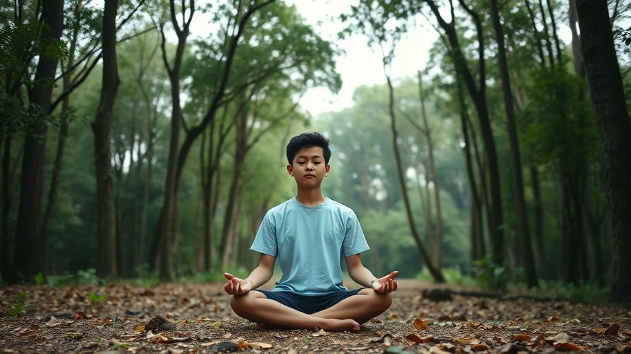 Hình ảnh người trẻ thiền định, biểu tượng của sự thay đổi cá nhân từ niềm tin nhỏ.