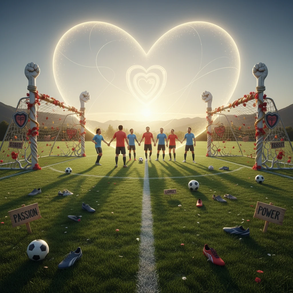 Hình ảnh sân bóng đá tại Việt Nam thể hiện sức mạnh từ tình yêu và sự ghét.