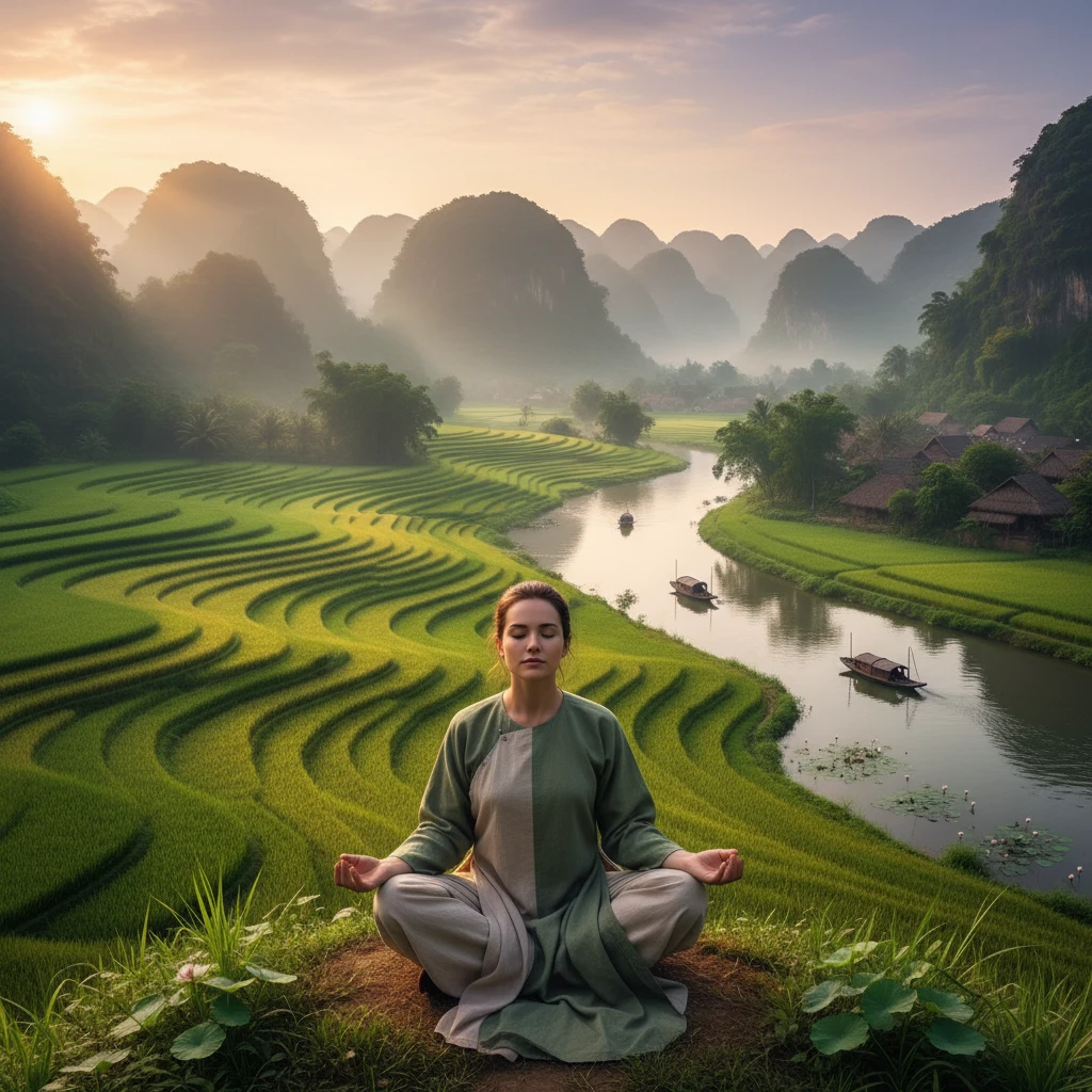 Hình ảnh thiền định mang lại sự bình an qua niềm tin tôn giáo