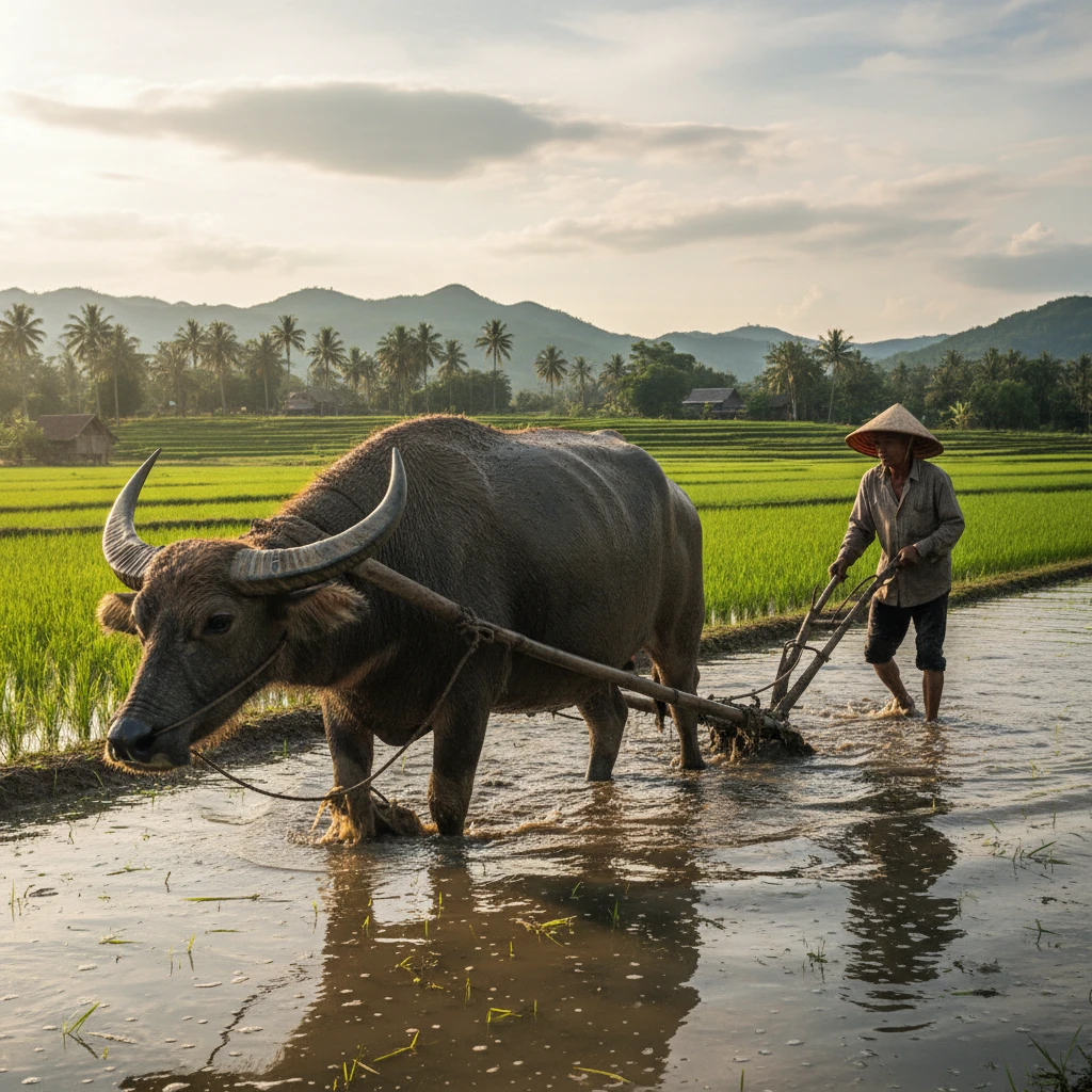 Hình ảnh trâu Việt Nam mang ý nghĩa văn hóa.