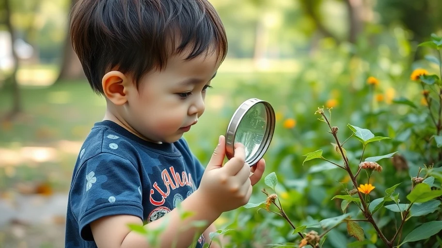 Hình ảnh trẻ em khám phá thiên nhiên tại công viên ở Việt Nam