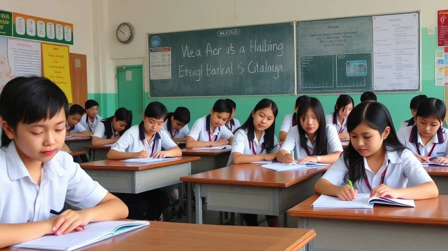 Học sinh Việt Nam học tập trong lớp học