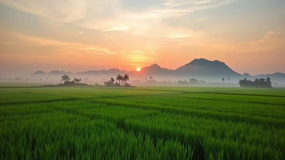 Khung cảnh bình minh thanh bình tại Việt Nam