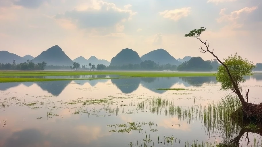 Khung cảnh bình yên tại Việt Nam giúp tự nhận thức cảm xúc.