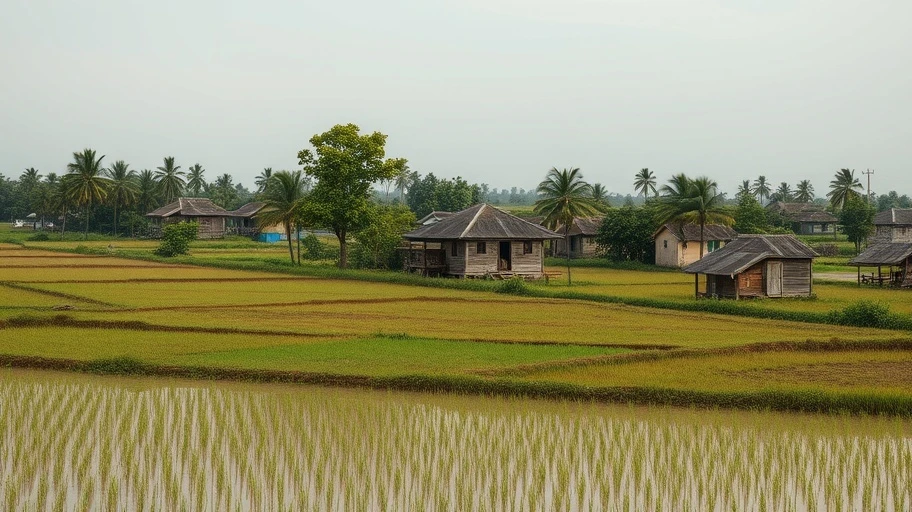 Khung cảnh làng quê Việt Nam chấp nhận sự không hoàn hảo