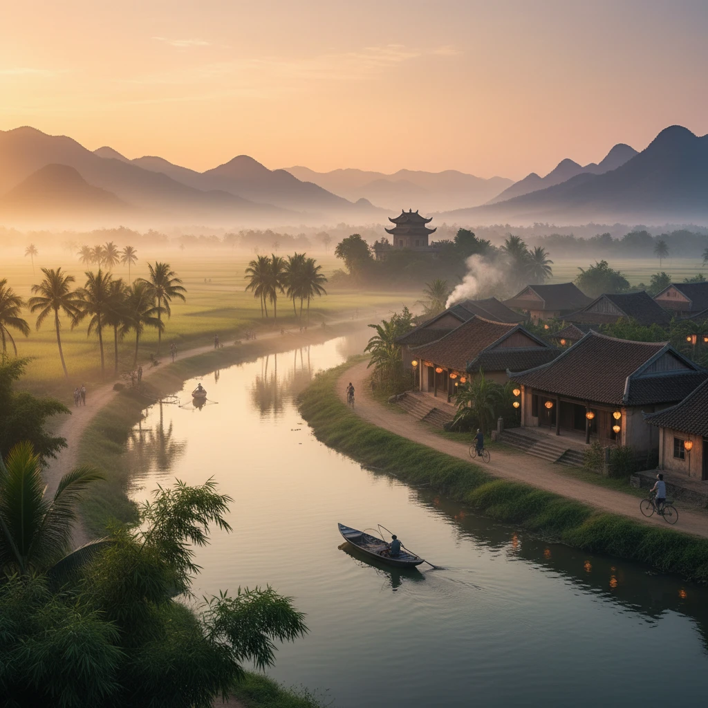 Khung cảnh làng quê Việt Nam yên bình tối ưu hóa SEO cho từ khóa niềm tin