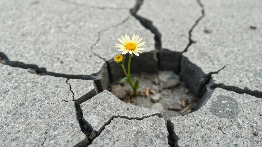 Một bông hoa đơn lẻ mọc từ bê tông nứt