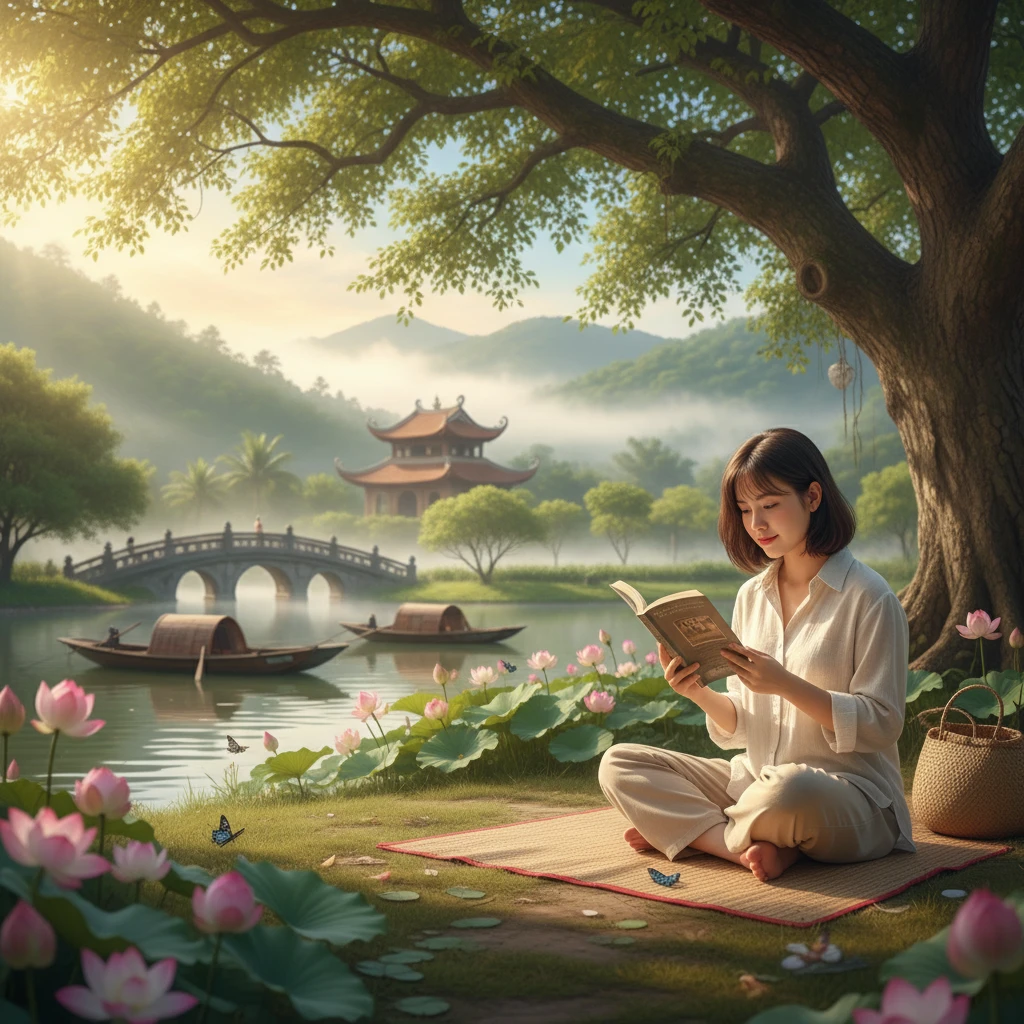 Một người trẻ đọc sách trong công viên, phát triển bản thân