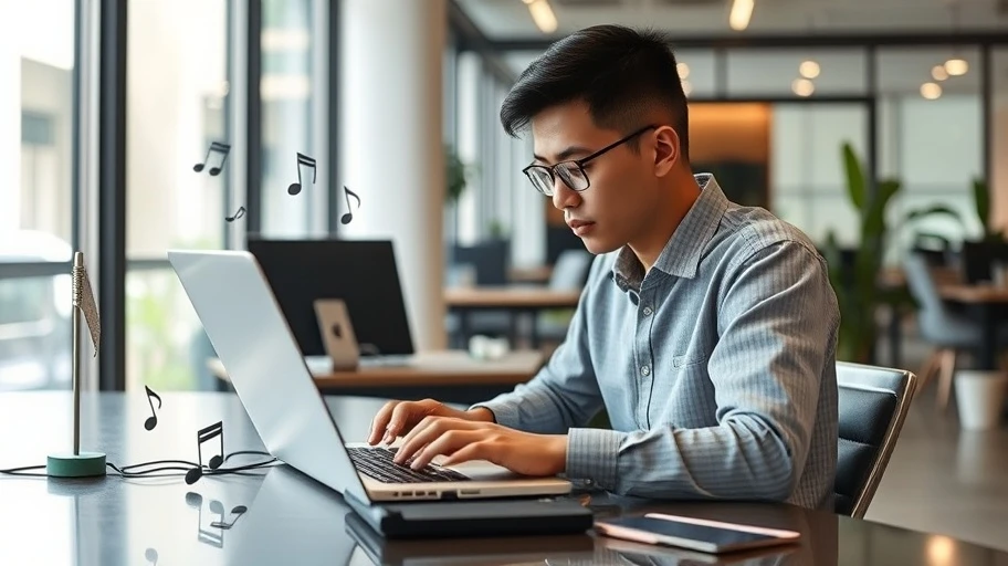 Người lao động nghe nhạc trong văn phòng
