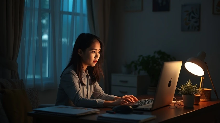 Người phụ nữ nỗ lực làm việc tại nhà