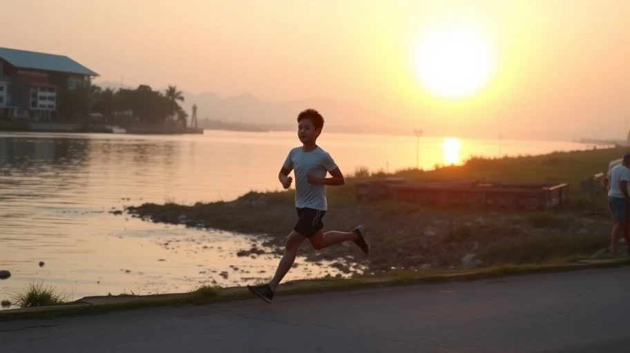 Người trẻ chạy bộ vào sáng sớm để chăm sóc sức khỏe