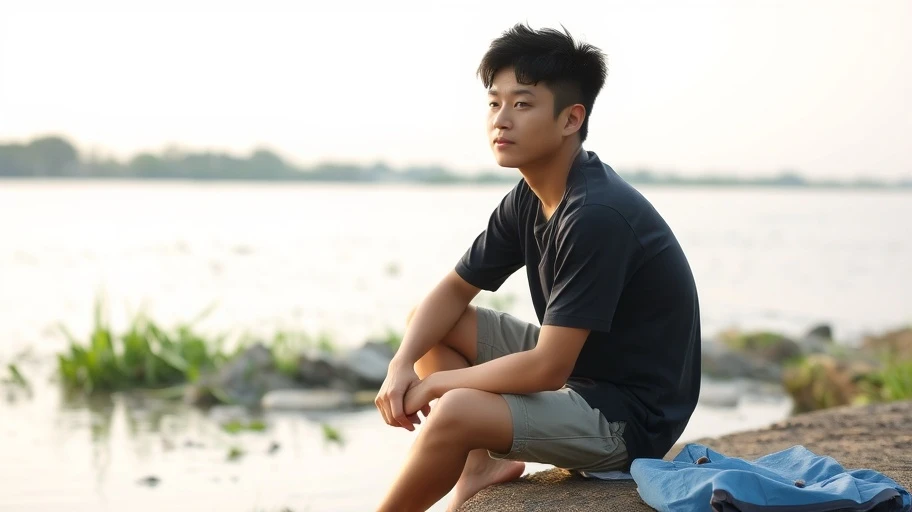 Người trẻ ngồi bên sông, suy ngẫm về động lực sống