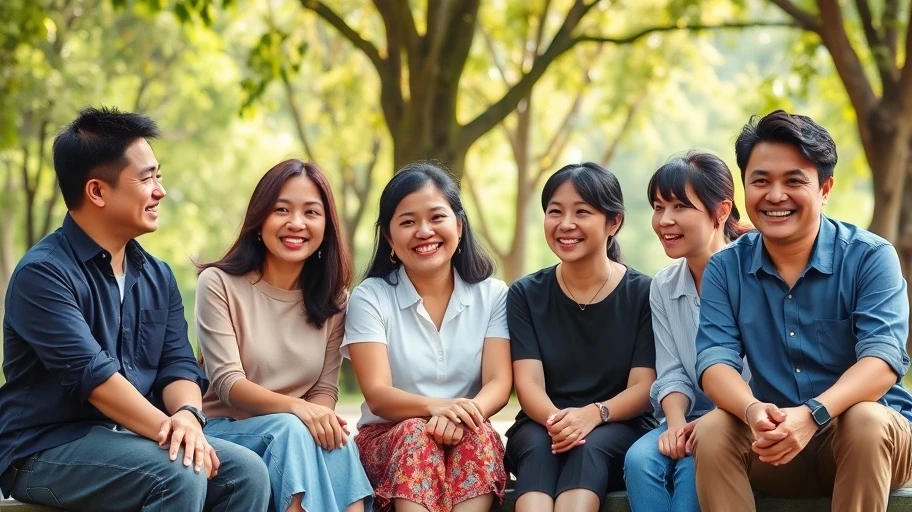 Nhóm bạn trẻ Việt vui vẻ chia sẻ lời tích cực
