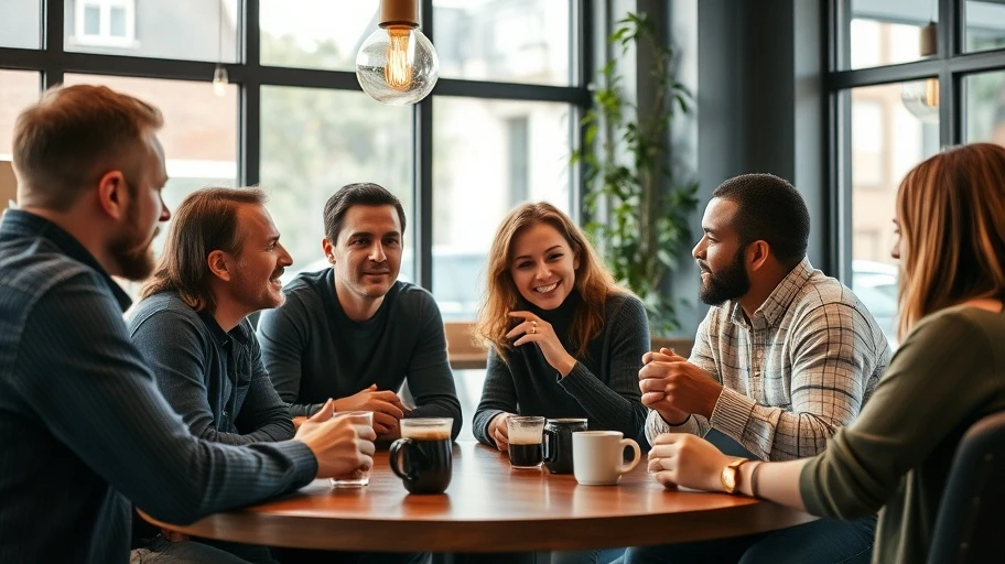 Nhóm bạn trò chuyện, cảm hứng xã hội