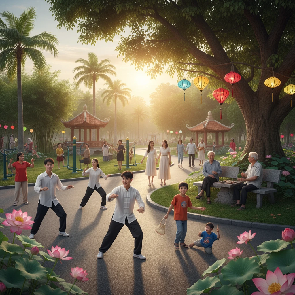 Nhóm người đa dạng trong công viên tại Việt Nam