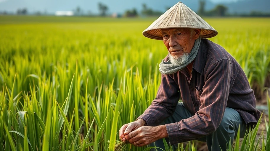 Nông dân làm đồng kiên trì