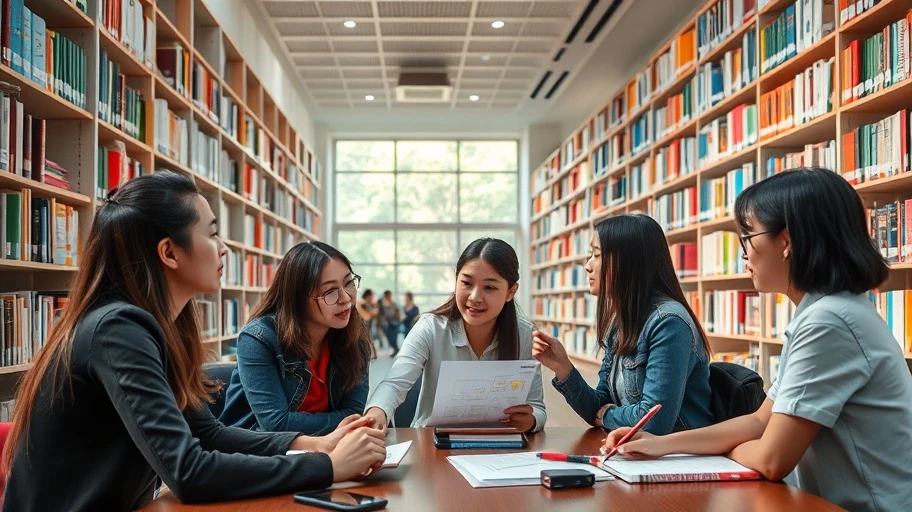 Sinh viên Việt Nam thảo luận ý tưởng trong thư viện