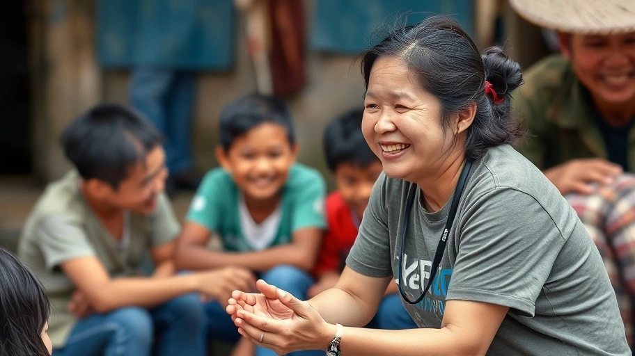 Tình nguyện viên Việt Nam giúp đỡ người khác, toả sáng niềm vui từ Tin Mừng