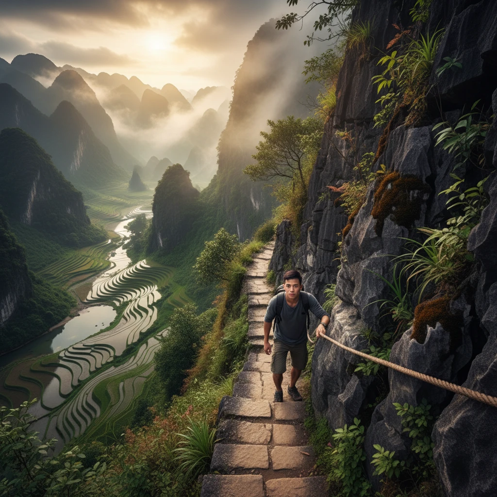 Vượt qua khó khăn trên con đường núi